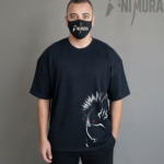 Front view of ANIMURA سوكونا black oversized anime T-shirt inspired by جوجوتسو كايسن