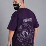 back view of ANIMURA Toji burgundy oversized anime T-shirt inspired by Jujutsu Kaisen