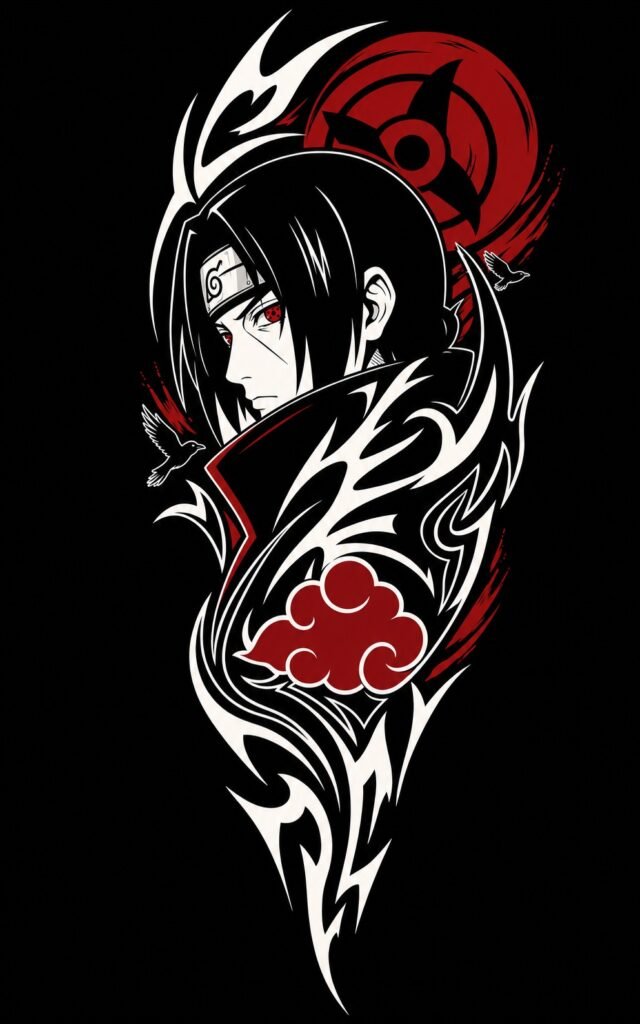 Itachi Black Oversized Anime T-Shirt – Back Design