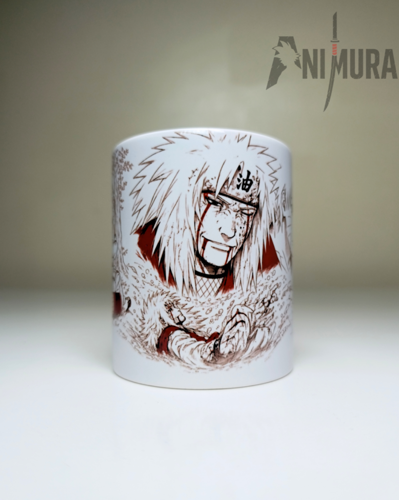 Jiraiya and Naruto ceramic mug front view