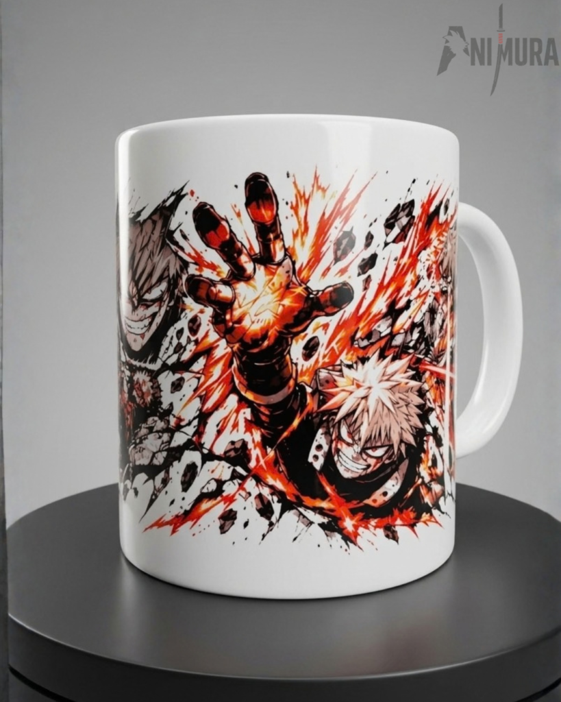 Front view of Bakugo My Hero Academia ceramic mug